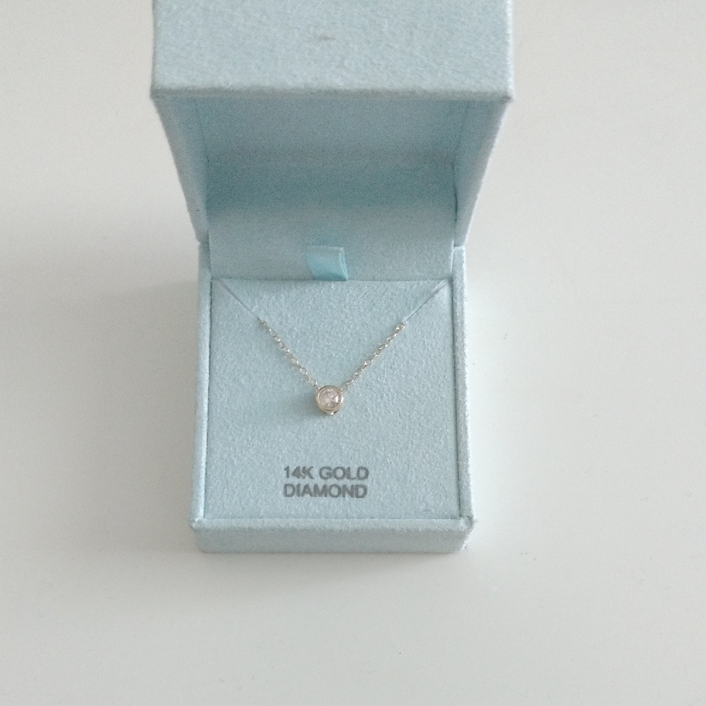 14k Gold Diamond Necklace With 14k Stamp